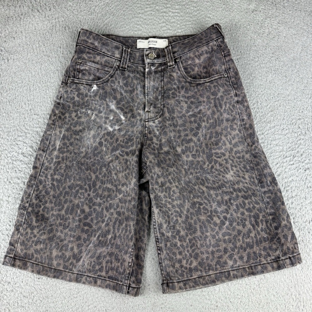 Hollister Women's Jean Shorts Super Baggy Size 26 Leopard Print